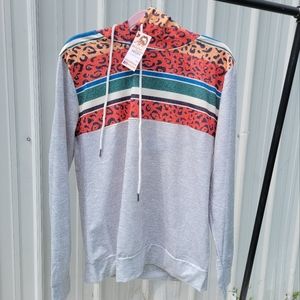 Side Tie Aztec Leopard Hoodie